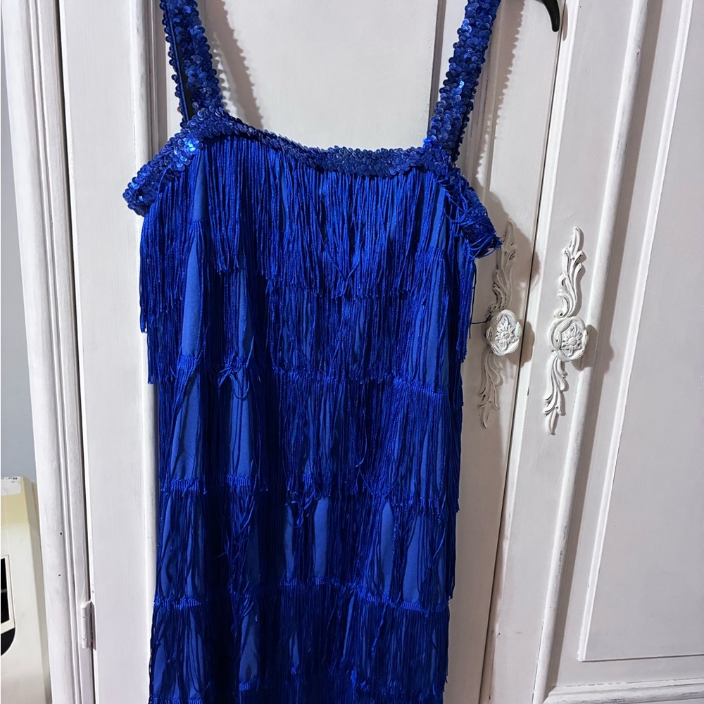 Elegant Blue Fringe Dress